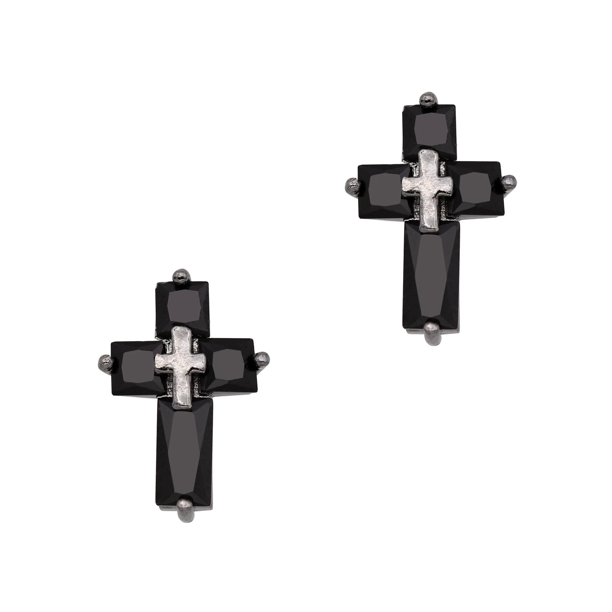 Broad Cross / Zircon Charm / Gunmetal Tombstone Cross / Zircon Charm / Black Nail Art Decor Goth Punk Rock
