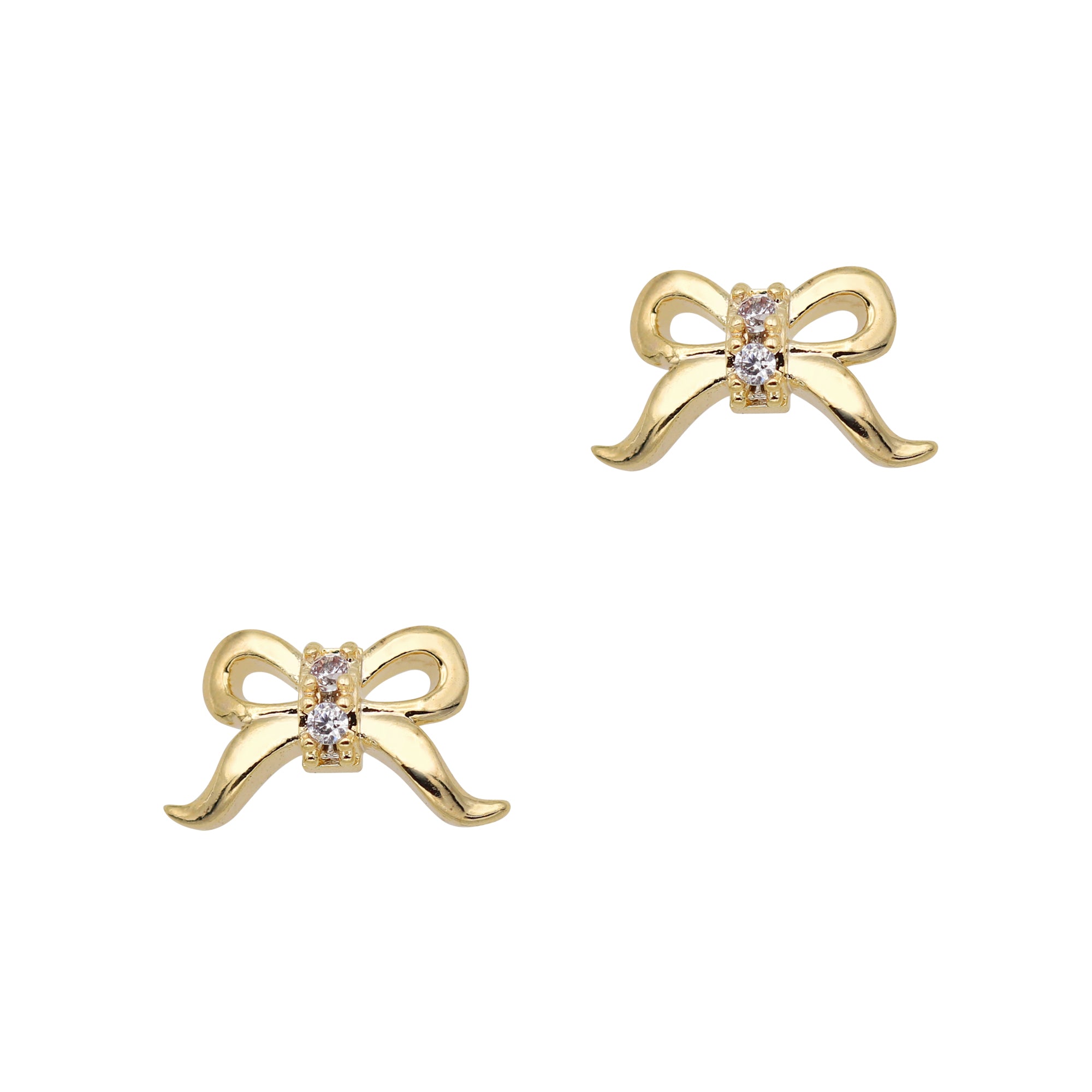 Dainty Ribbon Bow / Zircon Charm / Gold Dainty Ribbon Bow / Zircon Charm / Gold | 3D Nail Art | Ballerina Core | Christmas Holiday Winter Wonderland