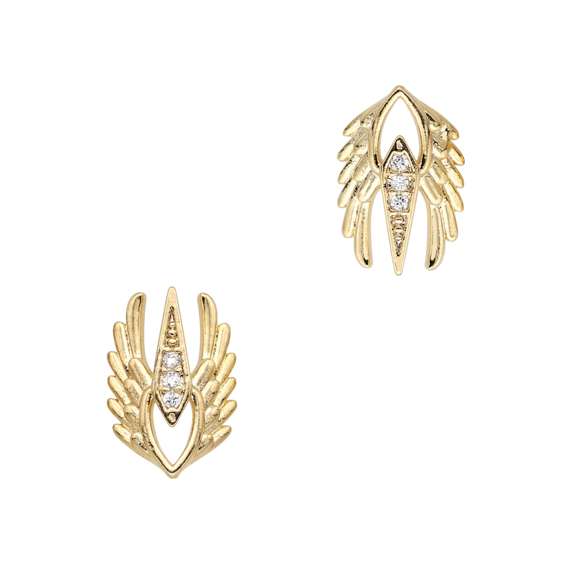 Winged Sigil / Zircon Charm / Gold Winged Sigil / Zircon Charm / Gold Nail Art Jewelry Quality Metal Parts Decor