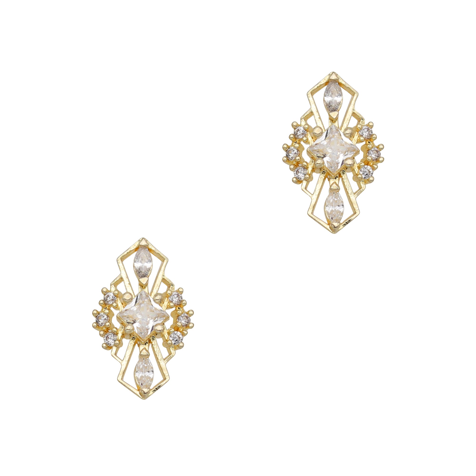Deco Shield / Zircon Charm / Gold Deco Shield / Zircon Charm / Gold Nail Jewelry Art Deco Style Trendy