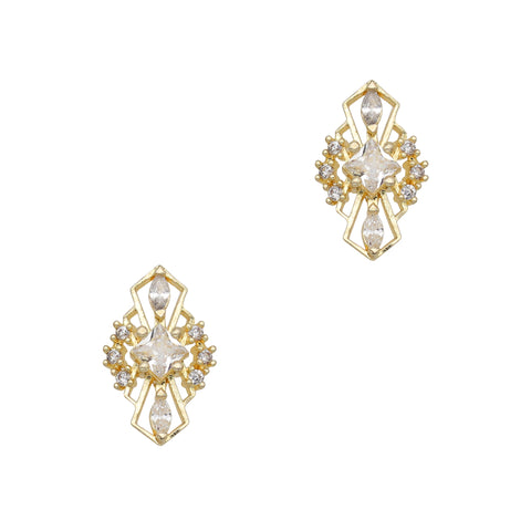 Deco Shield / Zircon Charm / Gold Nail Jewelry Art Deco Style Trendy