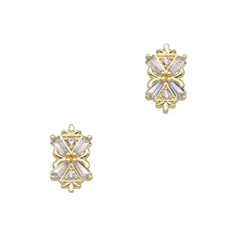 Rococo Sigil / Zircon Charm / Gold Nail Jewelry Art Deco Abstract Quality Bling