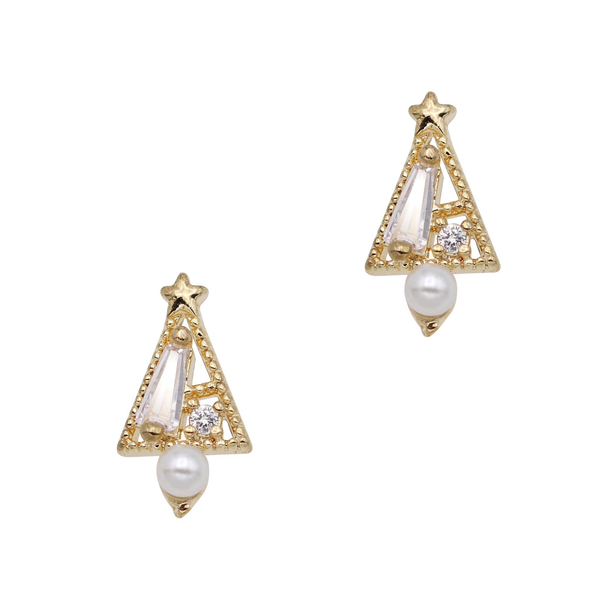 Dainty Christmas Tree  / Zircon Charm / Gold Dainty Christmas Tree  / Zircon Charm / Gold 3D Nail Art Christmas Holiday Winter