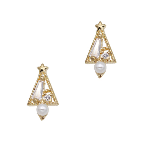 Dainty Christmas Tree  / Zircon Charm / Gold 3D Nail Art Christmas Holiday Winter