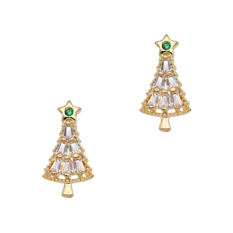 Festive Christmas Tree / Zircon Charm / Gold 3D Nail Art Christmas Holiday Winter