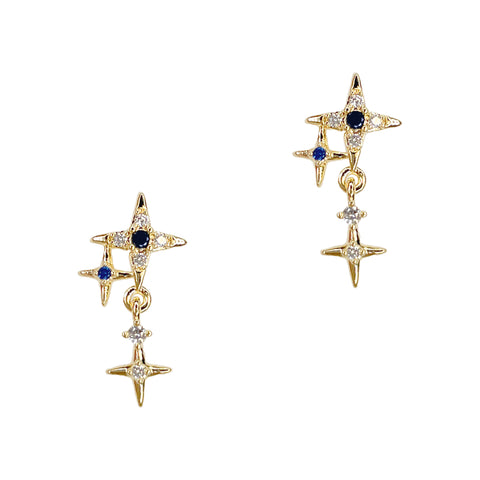 Twinkling Star Dangle / Zircon Charm / Gold / 3D Nail Art Celestial Christmas Holiday Winter Wonderland Navy Blue Clear