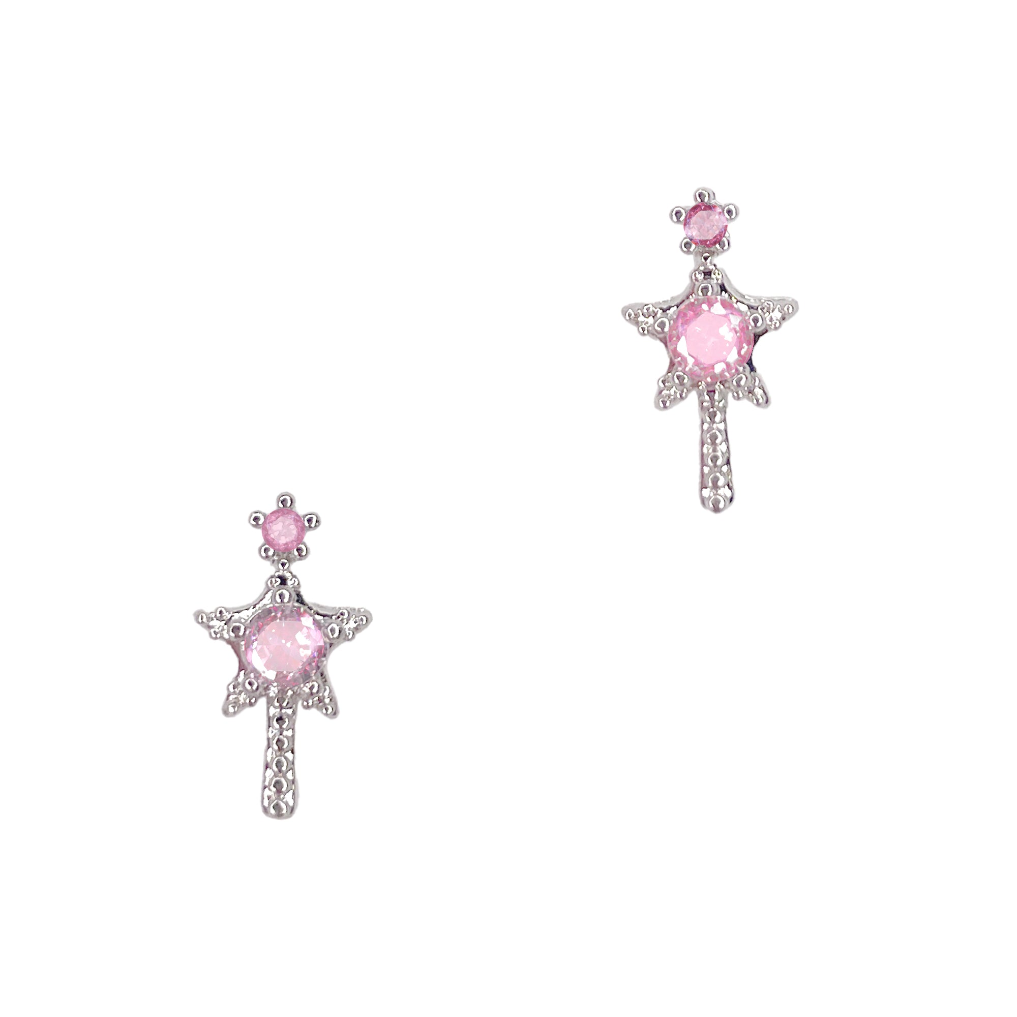 Star Wand / Zircon Charm / Silver / Pink Star Wand / Zircon Charm / Silver / Pink Nail Art Decor Jewelry Dreamy