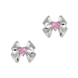 Romantic Heart Bow/ Zircon Charm / Silver / Pink Balletcore Nail Decor