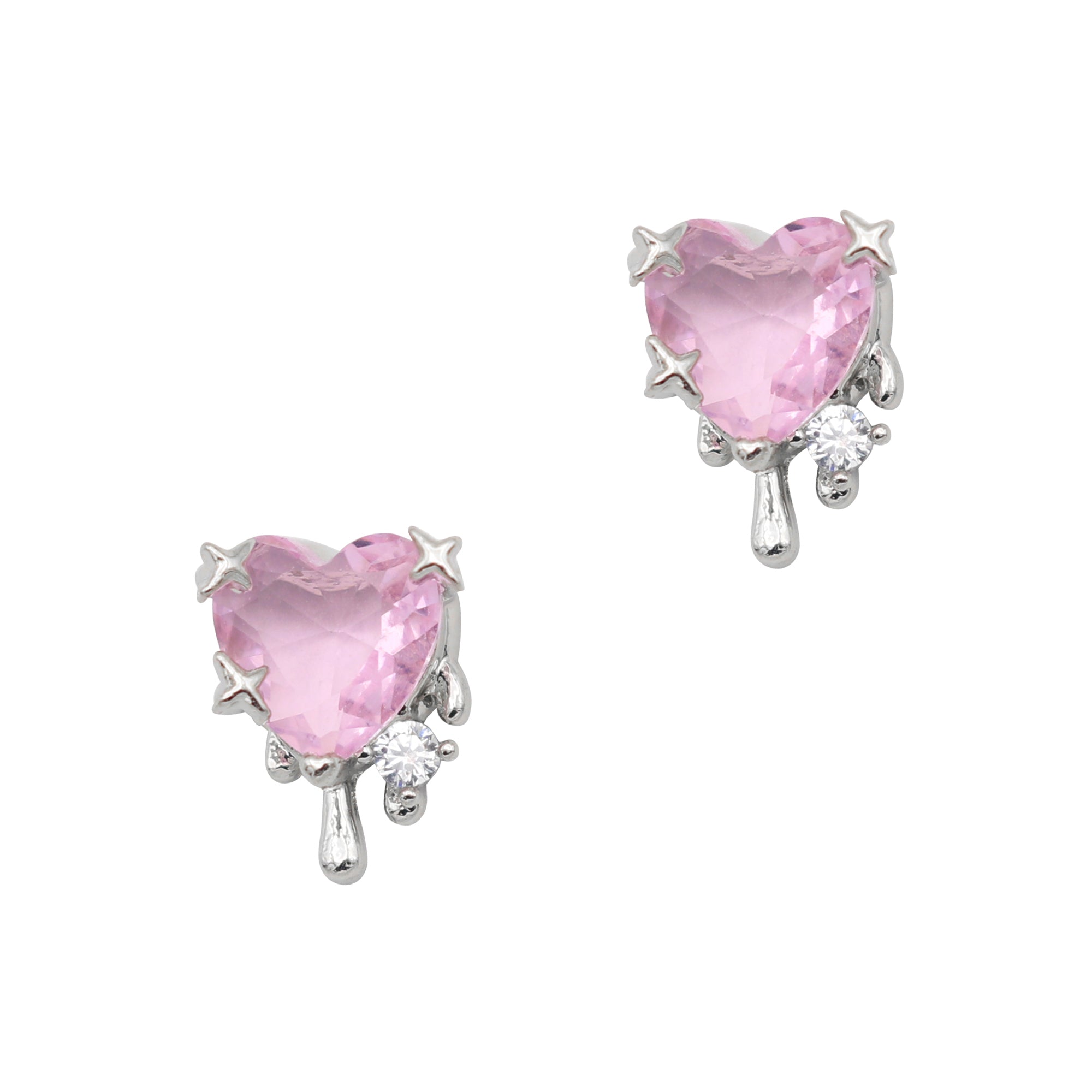 Sparkle Drip Heart / Zircon Charm / Silver / Pink Sparkle Drip Heart / Zircon Charm / Silver / Pink Nail Art
