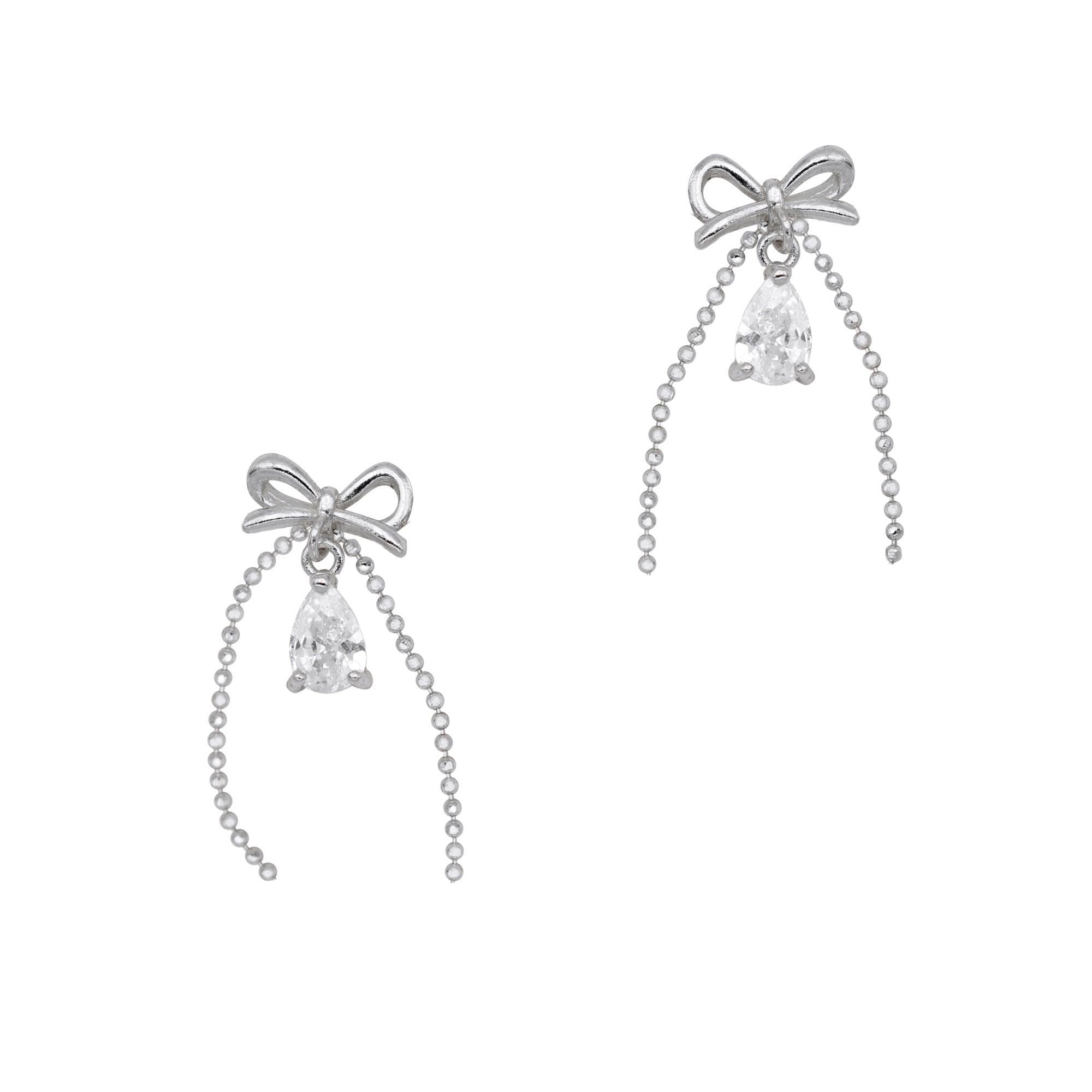 Lovely Bow Dangle / Zircon Charm / Silver Lovely Bow Dangle / Zircon Charm / Silver Coquette Nail Art Jewelry
