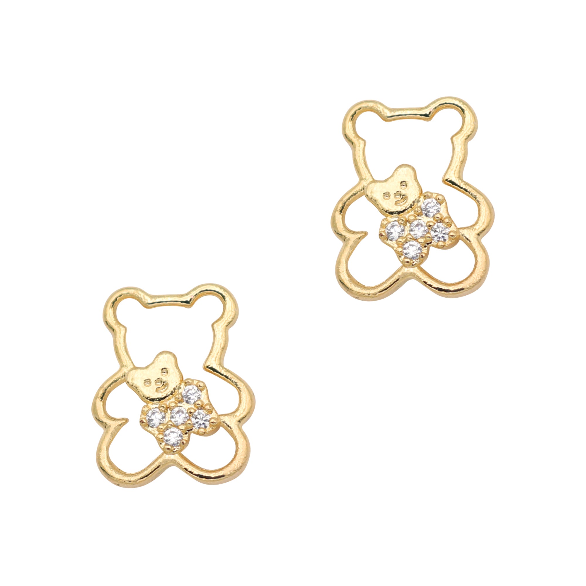 Lovely Teddy Bear / Zircon Charm / Gold Cute Nail Jewelry Valentine