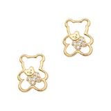 Lovely Teddy Bear / Zircon Charm / Gold Cute Nail Jewelry Valentine's Day