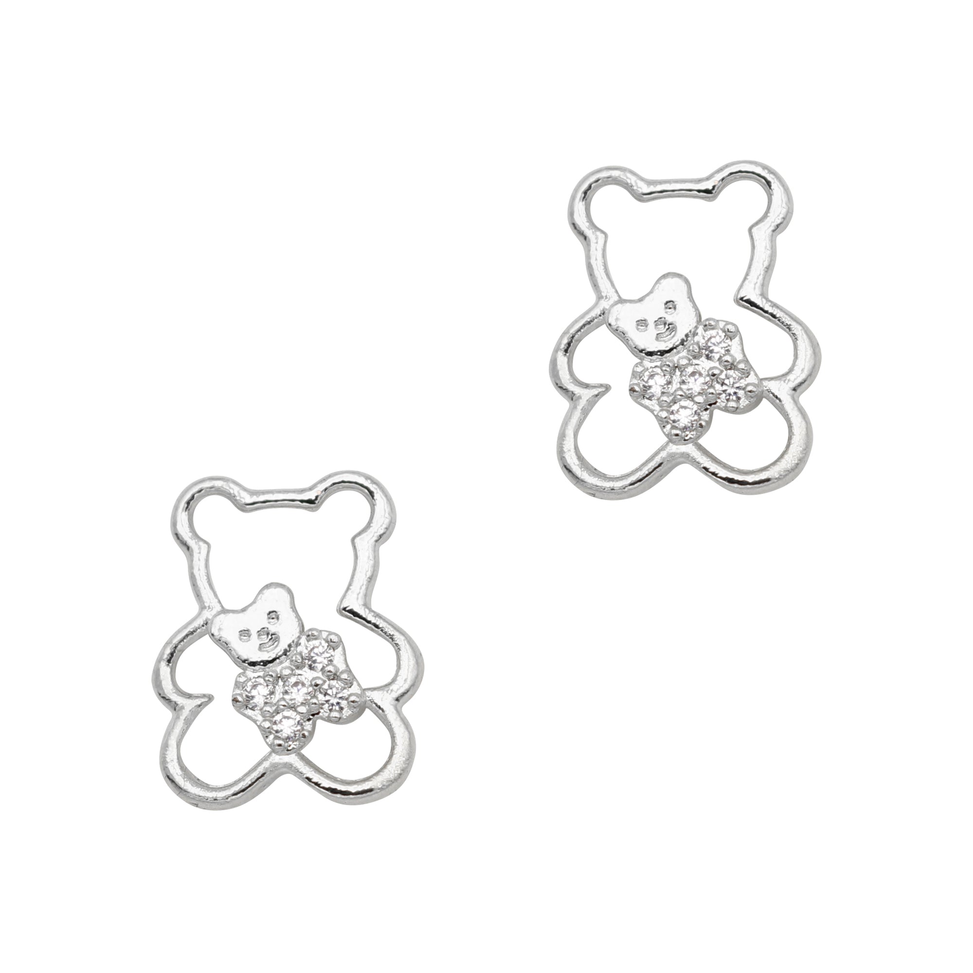 Lovely Teddy Bear / Zircon Charm / Silver Lovely Teddy Bear / Zircon Charm / Silver Cute Valentine