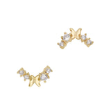 Nail Decor 3D Butterfly Tiara / Zircon Charm / Gold French Tip Nail Design