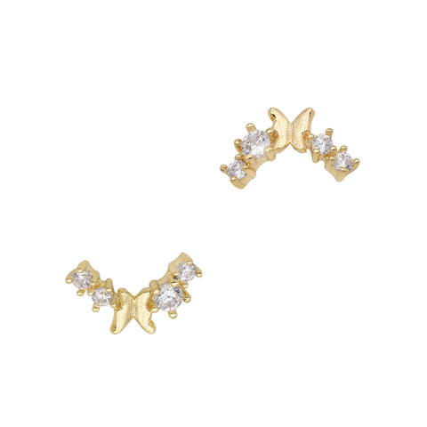 Nail Decor 3D Butterfly Tiara / Zircon Charm / Gold French Tip Nail Design