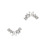 Nail Decor 3D Butterfly Tiara / Zircon Charm Silver French Tip Nail Design