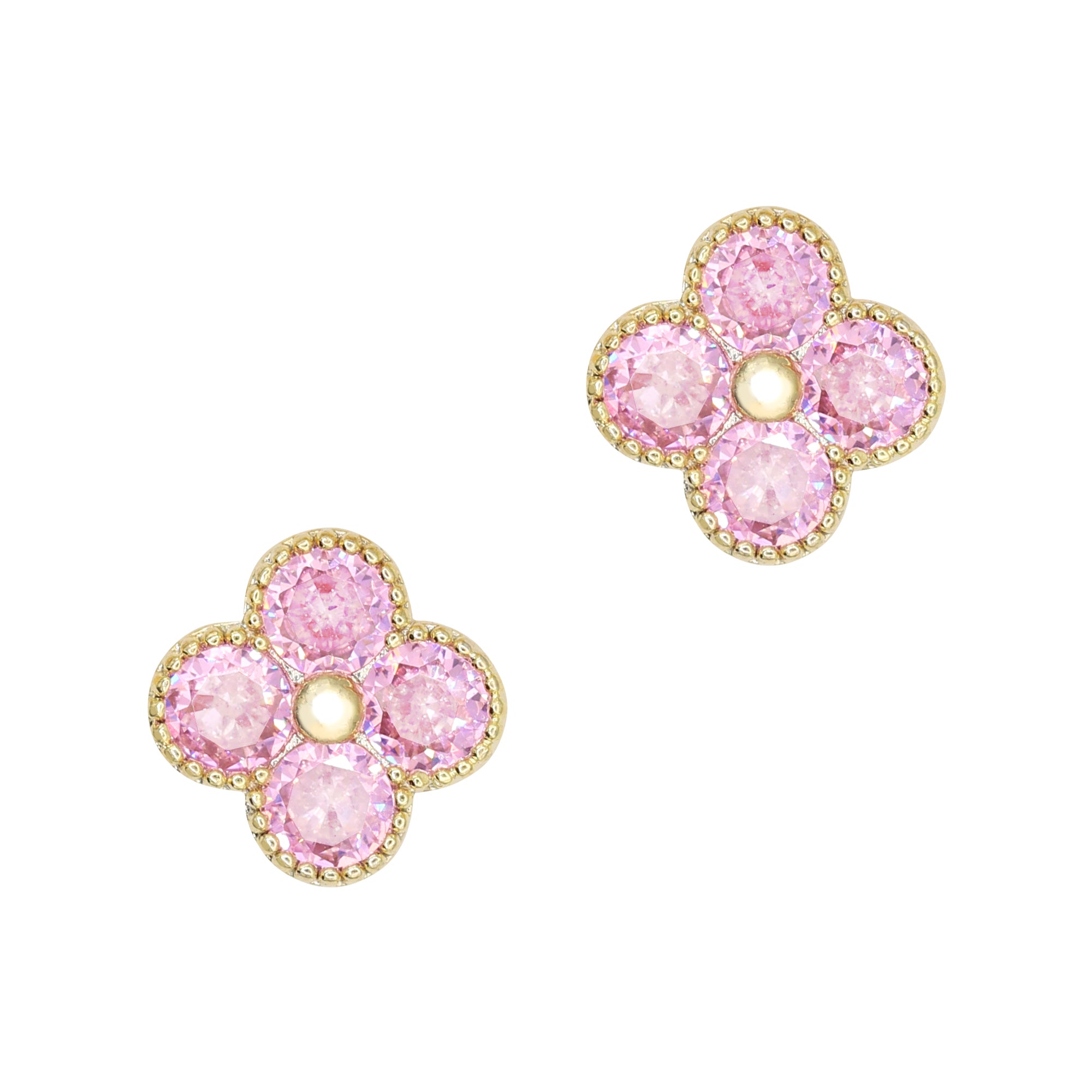 Large Clover / Zircon Charm / Gold / Pink Large Clover / Zircon Charm / Pink / Gold