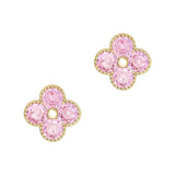 Large Clover / Zircon Charm / Pink / Gold