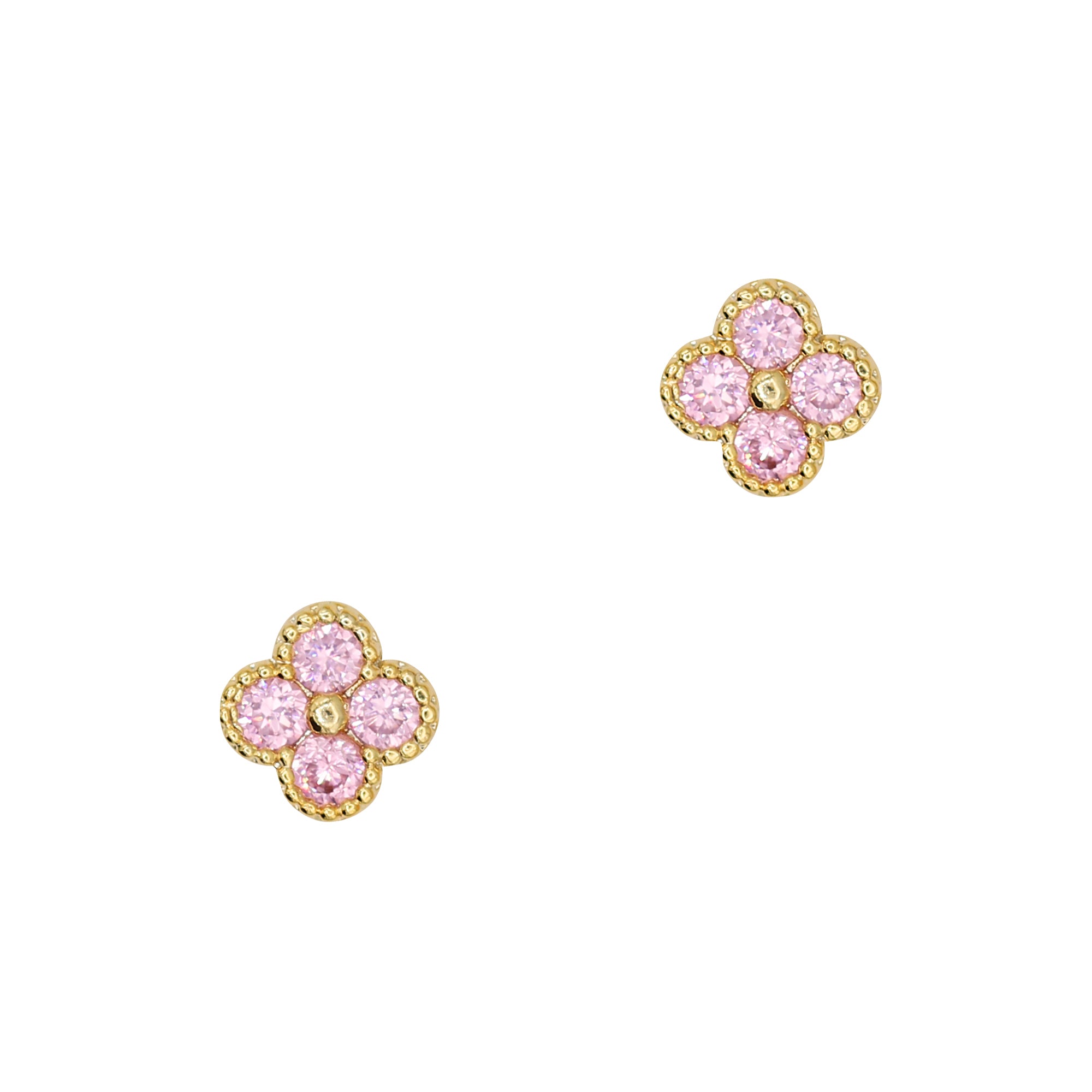 Small Clover / Zircon Charm / Gold / Pink Small Clover / Zircon Charm / Pink / Gold