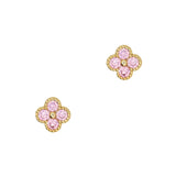 Small Clover / Zircon Charm / Pink / Gold