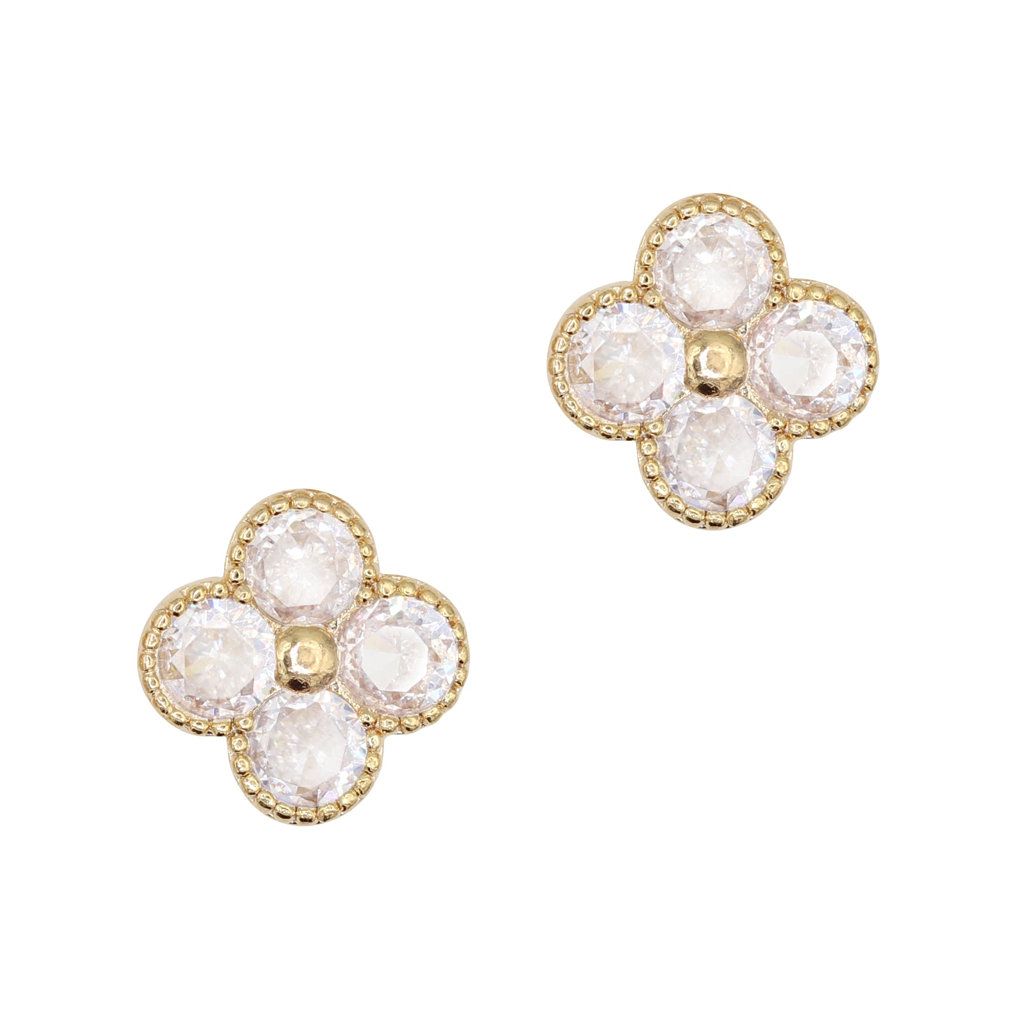 Large Clover / Zircon Charm / Gold Large Clover / Zircon Charm / Gold / White Gems