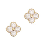 Large Clover / Zircon Charm / Gold / White Gems