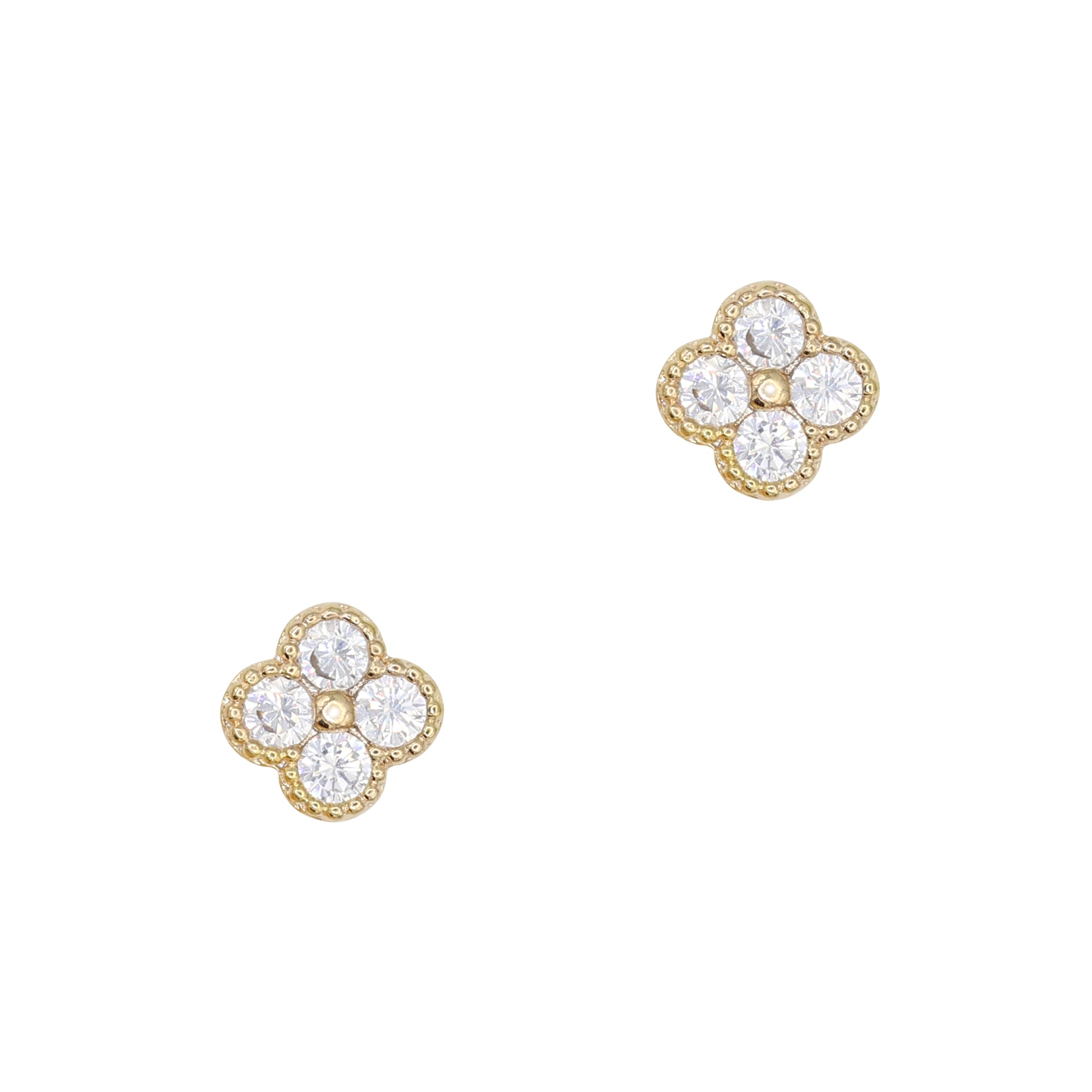 Small Clover / Zircon Charm / Gold Lucky Nail 3D Small Clover / Zircon Charm / Gold / White Gems