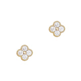 Lucky Nail 3D Small Clover / Zircon Charm / Gold / White Gems