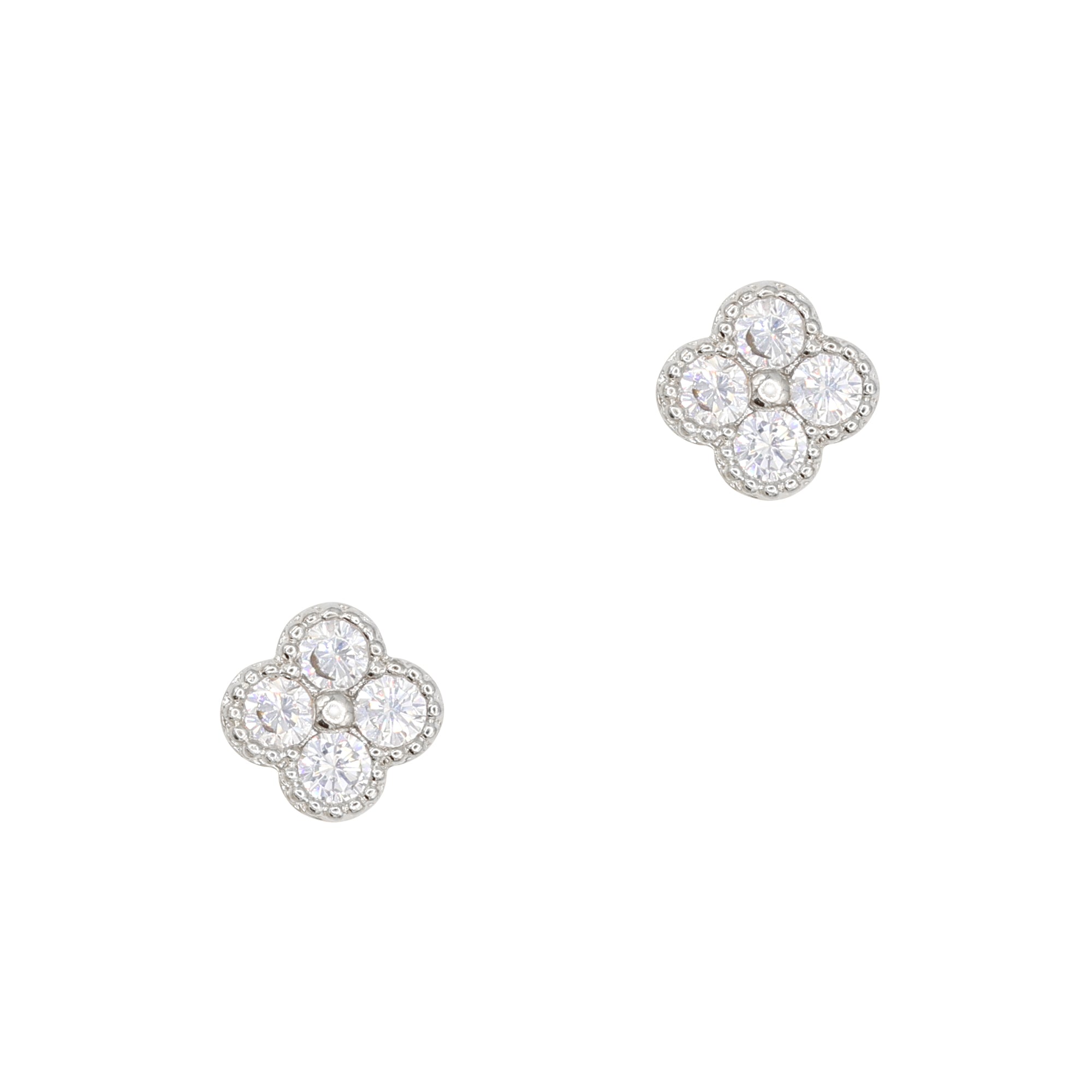 Small Clover / Zircon Charm / Silver Nail Jewelry Lucky 3D Decor Small Clover / Zircon Charm / Silver / Gems