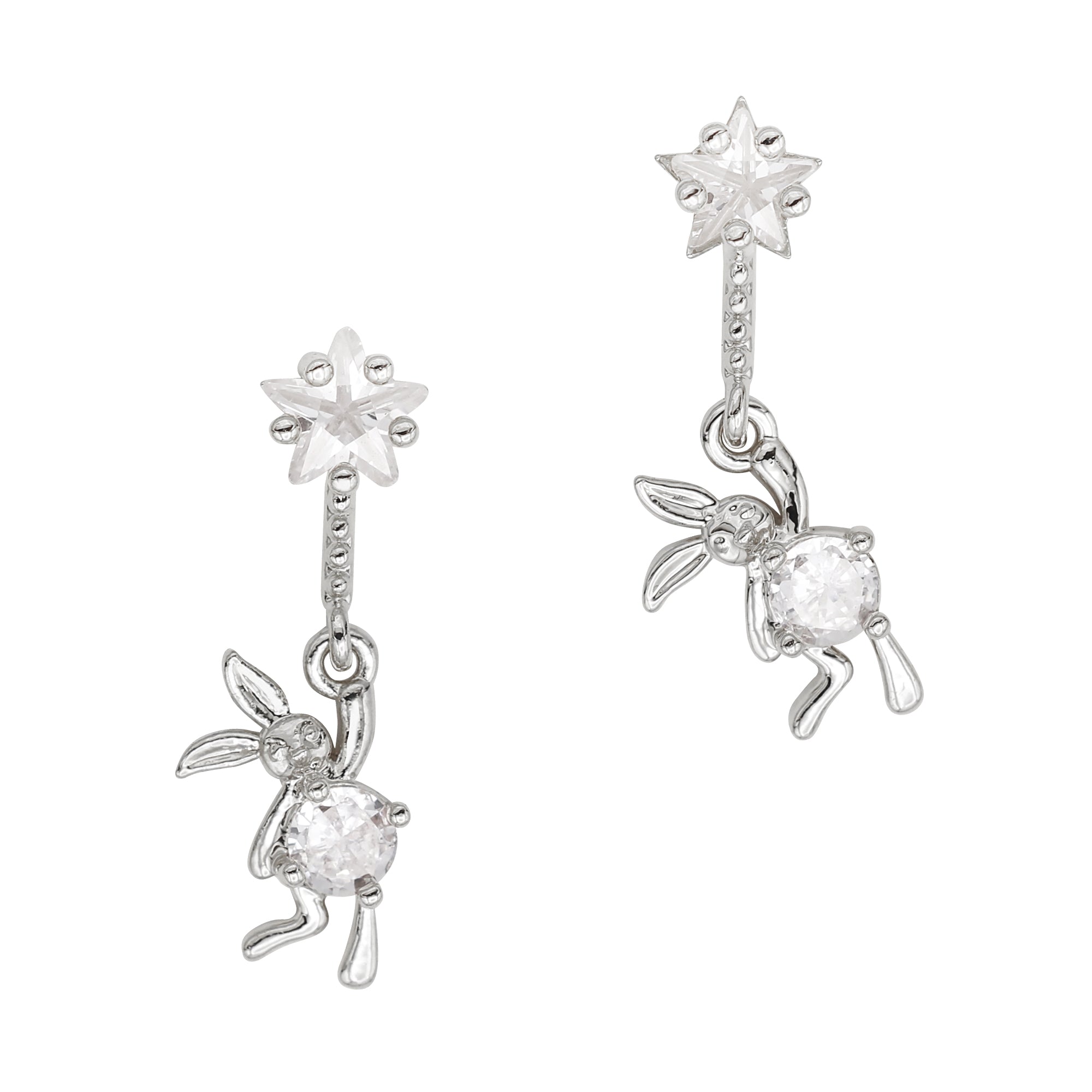 Star Balloon Bunny / Zircon Charm / Silver Nail Decor 3D Star Balloon Bunny Dangle Zircon Charm Silver Cute Coquette