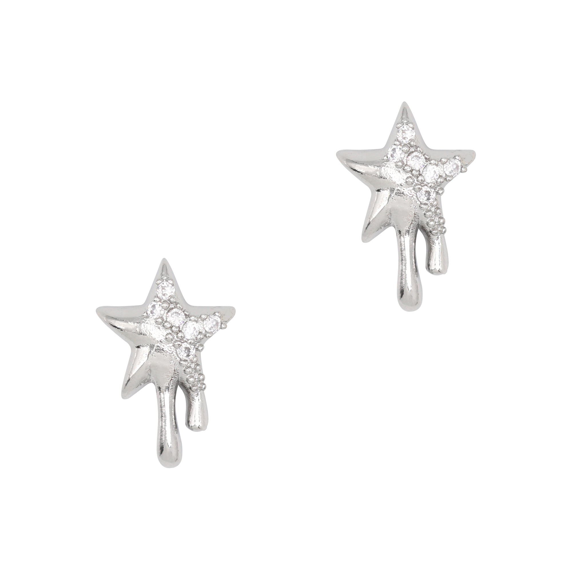 Star Drip / Zircon Charm / Silver Star Drip Nail Zircon Charm Silver Melting 3D Jewelry Crystal Bling Trendy