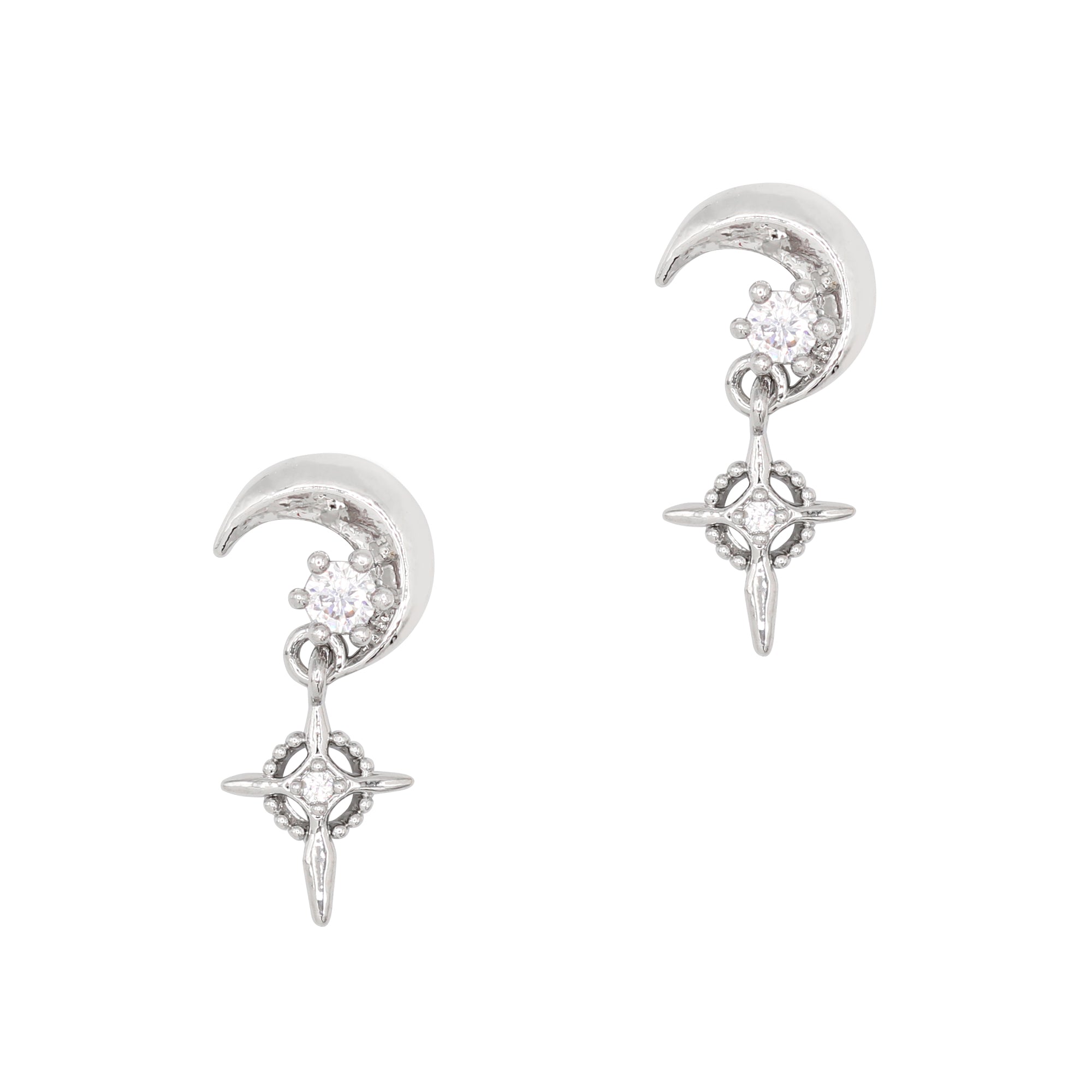 Moonlit Dangle / Zircon Charm / Silver Moonlit Dangle / Zircon Charm / Silver Nail Celestial Jewelry
