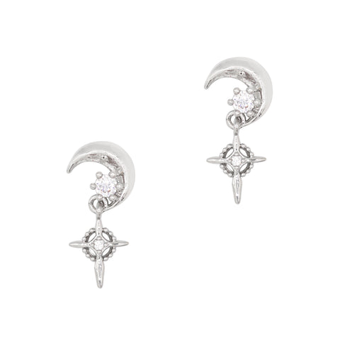 Moonlit Dangle / Zircon Charm / Silver Nail Celestial Jewelry