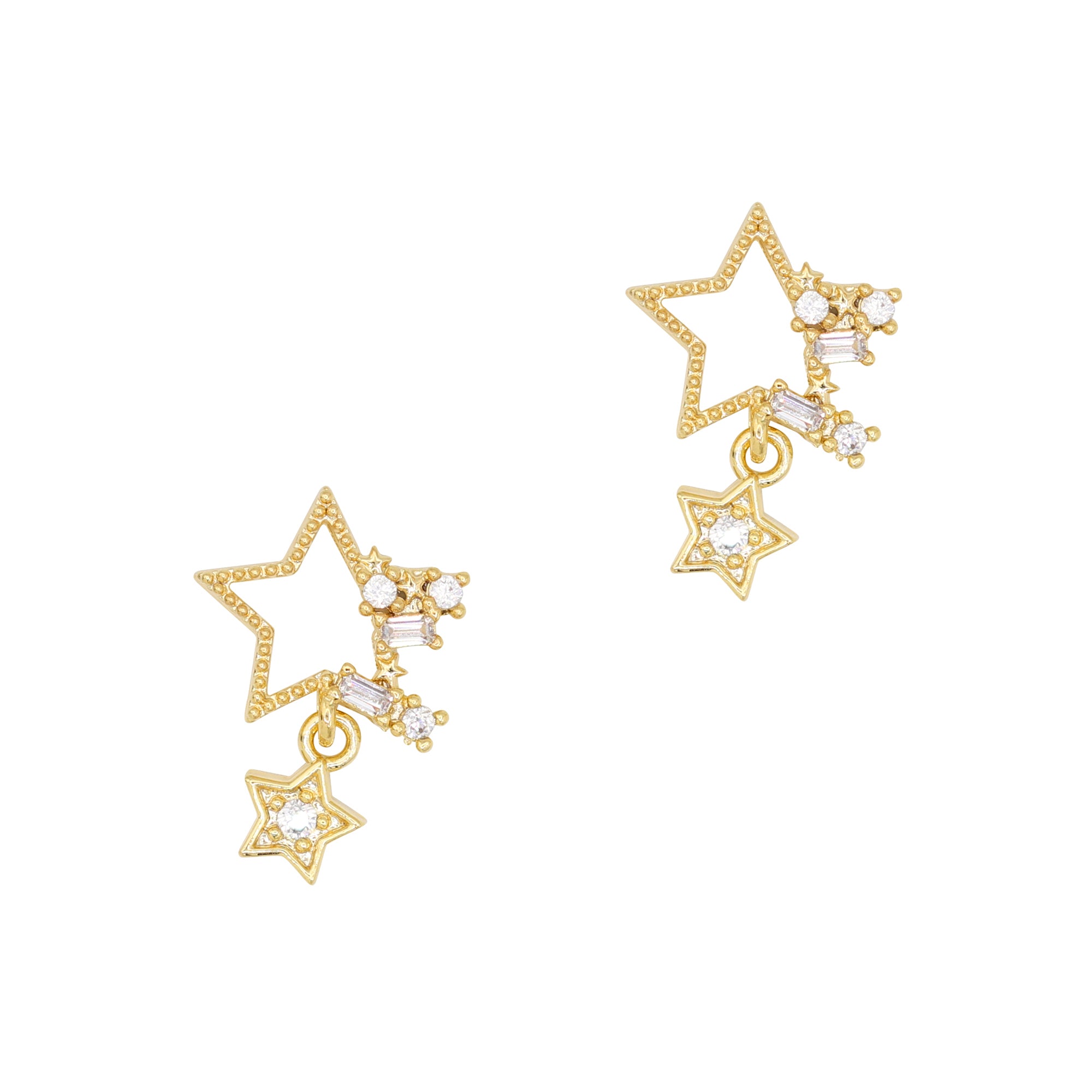 Star Frame Dangle / Zircon Charm / Gold Star Frame Dangle Nail Zircon Charm / Gold 3D Design Celestial Cute Manicure
