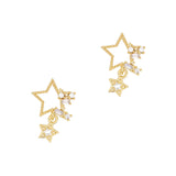 Star Frame Dangle Nail Zircon Charm / Gold 3D Design Celestial Cute Manicure