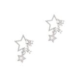 Star Frame Dangle Nail Zircon Charm / Silver 3D Design Celestial Cute Manicure