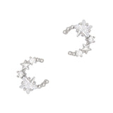 Starlit Crescent Nail Moon Stars Zircon Charm / Silver 3D Trend Manicure Cute Bling