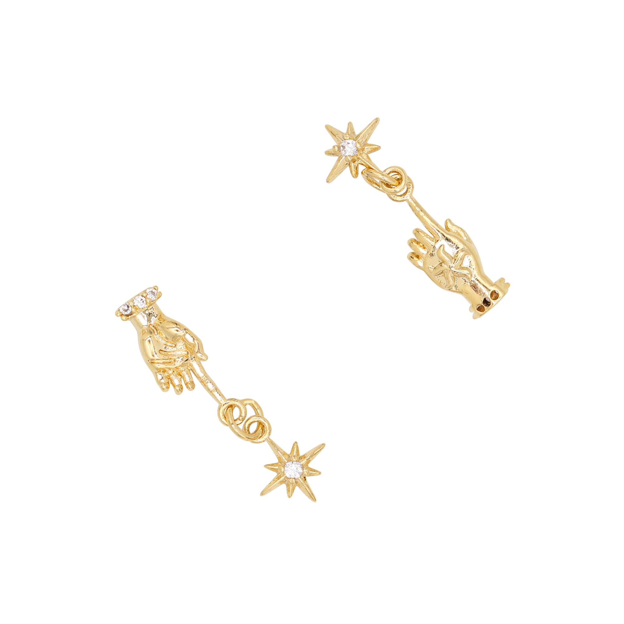 Cosmic Hand Dangle / Zircon Charm / Gold Cosmic Star Sparkle Hand Dangle Nail Zircon Charm 3D Gold Jewelry Mystical Celestial Trendy Crystal
