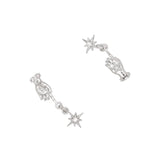 Cosmic Star Sparkle Hand Dangle Nail Zircon Charm 3D Silver Jewelry Mystical Celestial Trendy Crystal