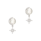 Moonbeam Dangle Nail Zircon Charm Moon Star Sparkle Crystal 3D Celestial Silver