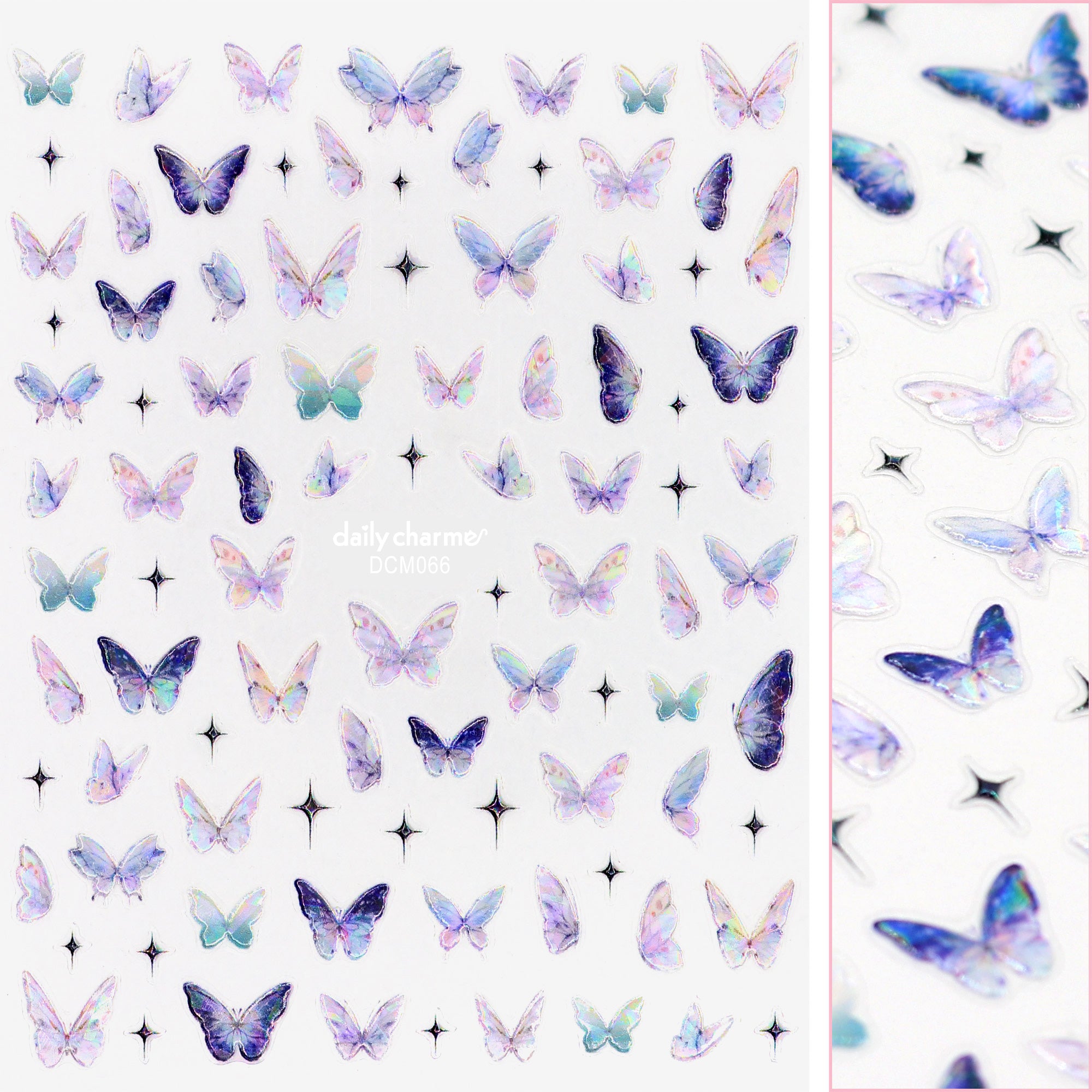 Holographic Butterfly Nail Art Sticker / Ethereal Holographic Butterfly Nail Art Sticker / Ethereal Purple White Rainbow Nail Design