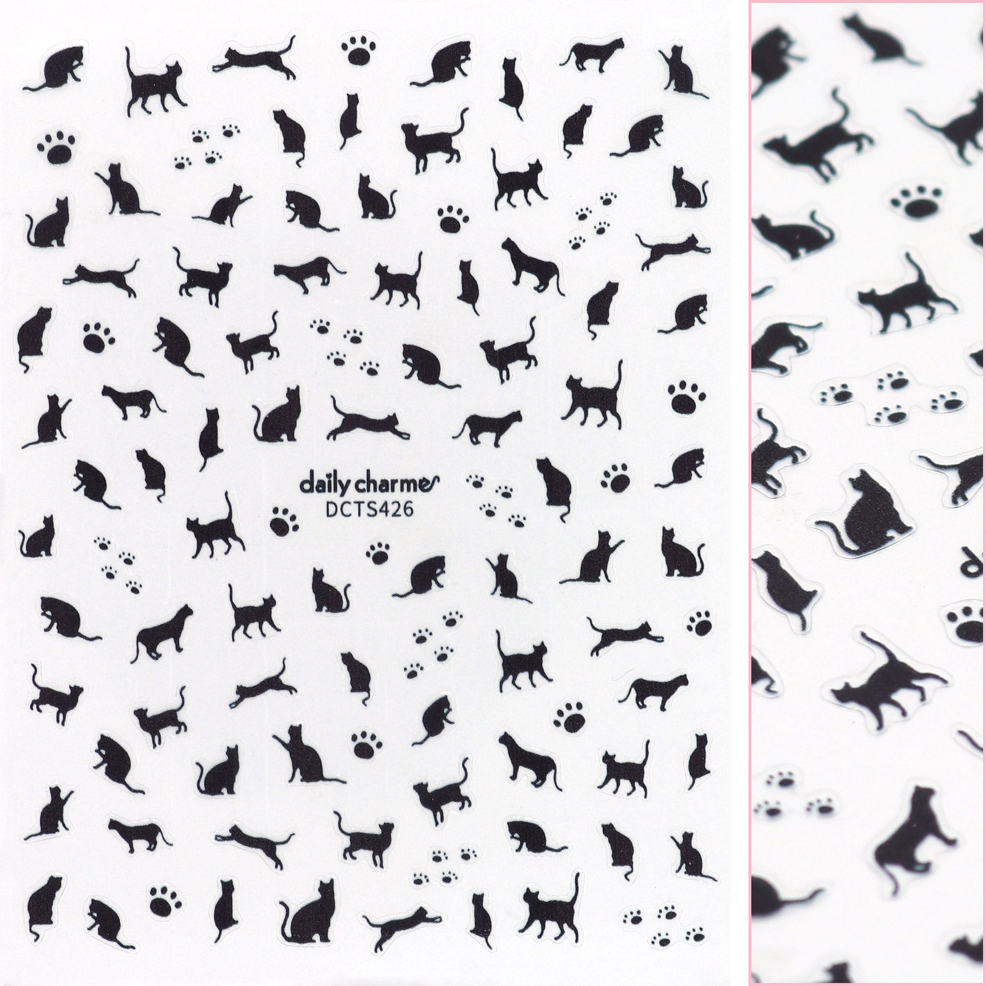 Kawaii Nail Art Sticker / Cat Silhouette Kawaii Nail Art Sticker / Cat Silhouette Black Kawaii Cute Design