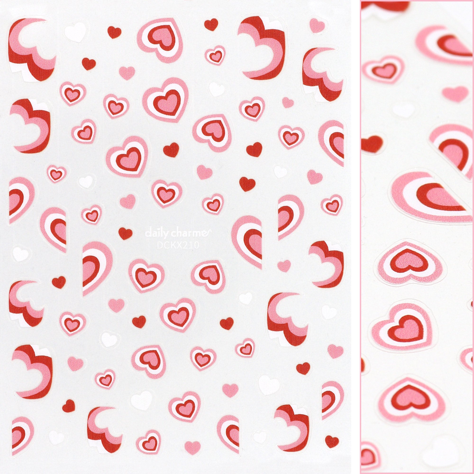 Valentine Nail Art Sticker / Retro Hearts Valentine Nail Art Sticker / Retro Hearts Swirls Clean Girl Decal Design