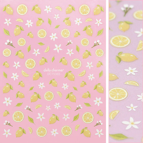 Floral Nail Art Sticker / Lemon Blossoms Summer Citrus Design Trend Fruit