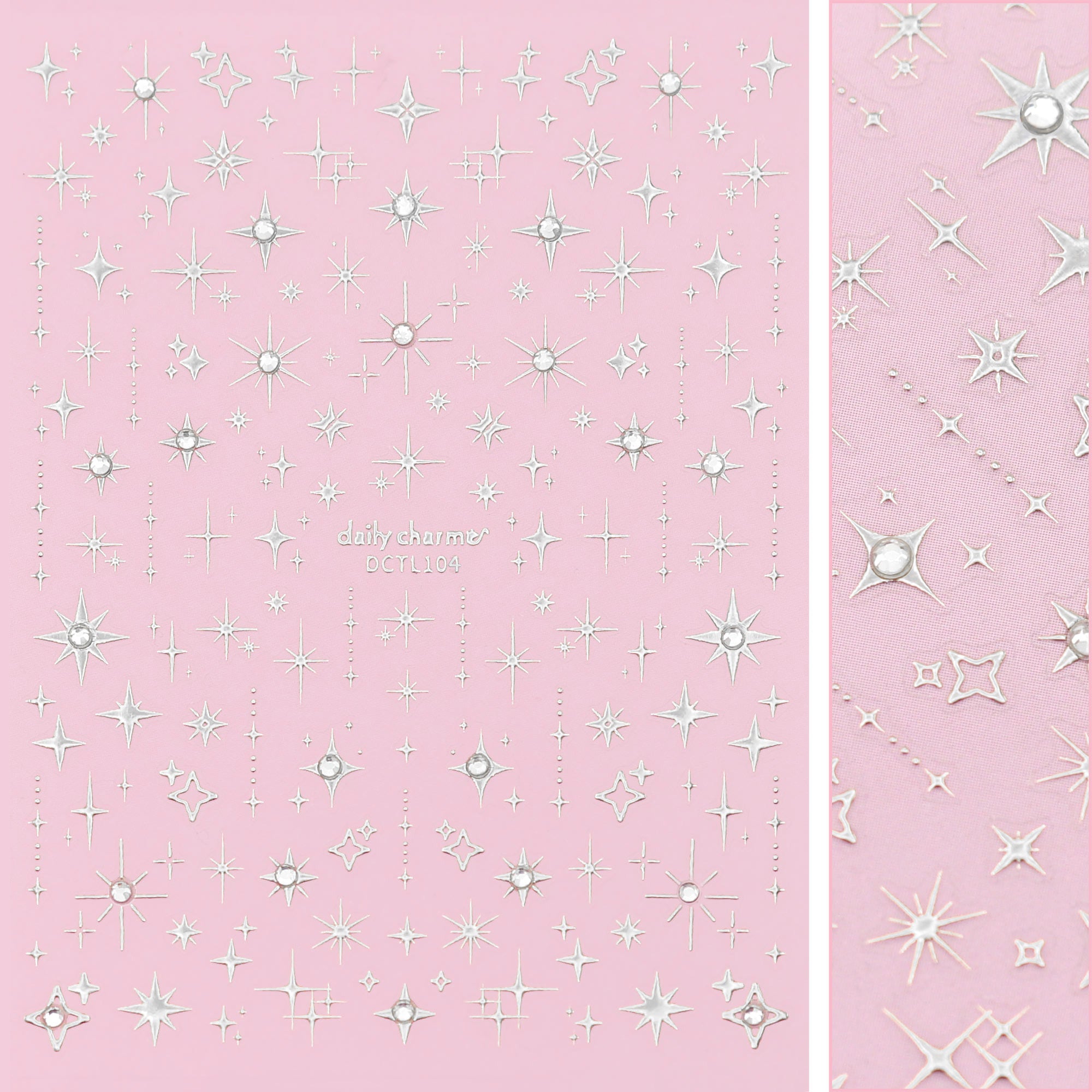 Bejeweled Nail Art Sticker / Eternal Starlight / Metallic Silver Bejeweled Nail Art Sticker / Eternal Starlight / Metallic Silver Decal Design Celestial Crystal 3D