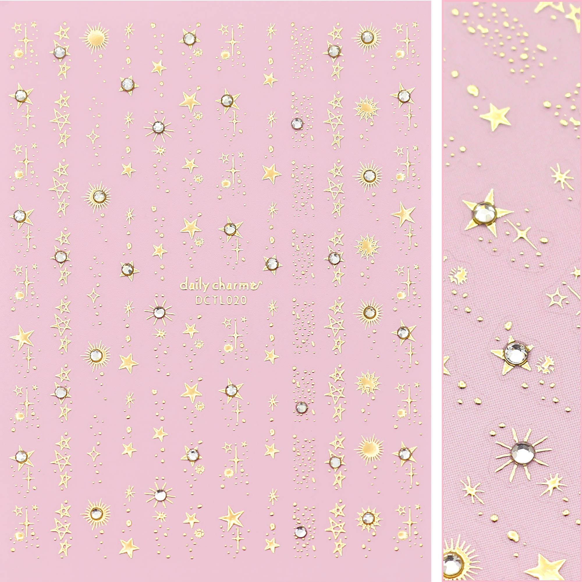 Bejeweled Nail Art Sticker / Starstruck / Gold Bejeweled Nail Art Sticker Star Sparkles Galaxy 3D Decal Crystal Starstruck / Gold