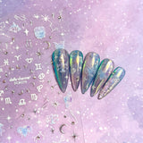 Bejeweled Nail Art Sticker / Celestial Zodiac Silver Stars Sparkle Moon Decals Signs