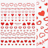 Valentine Nail Art Sticker / Heartbeat Love / Metallic Red Cute Decal