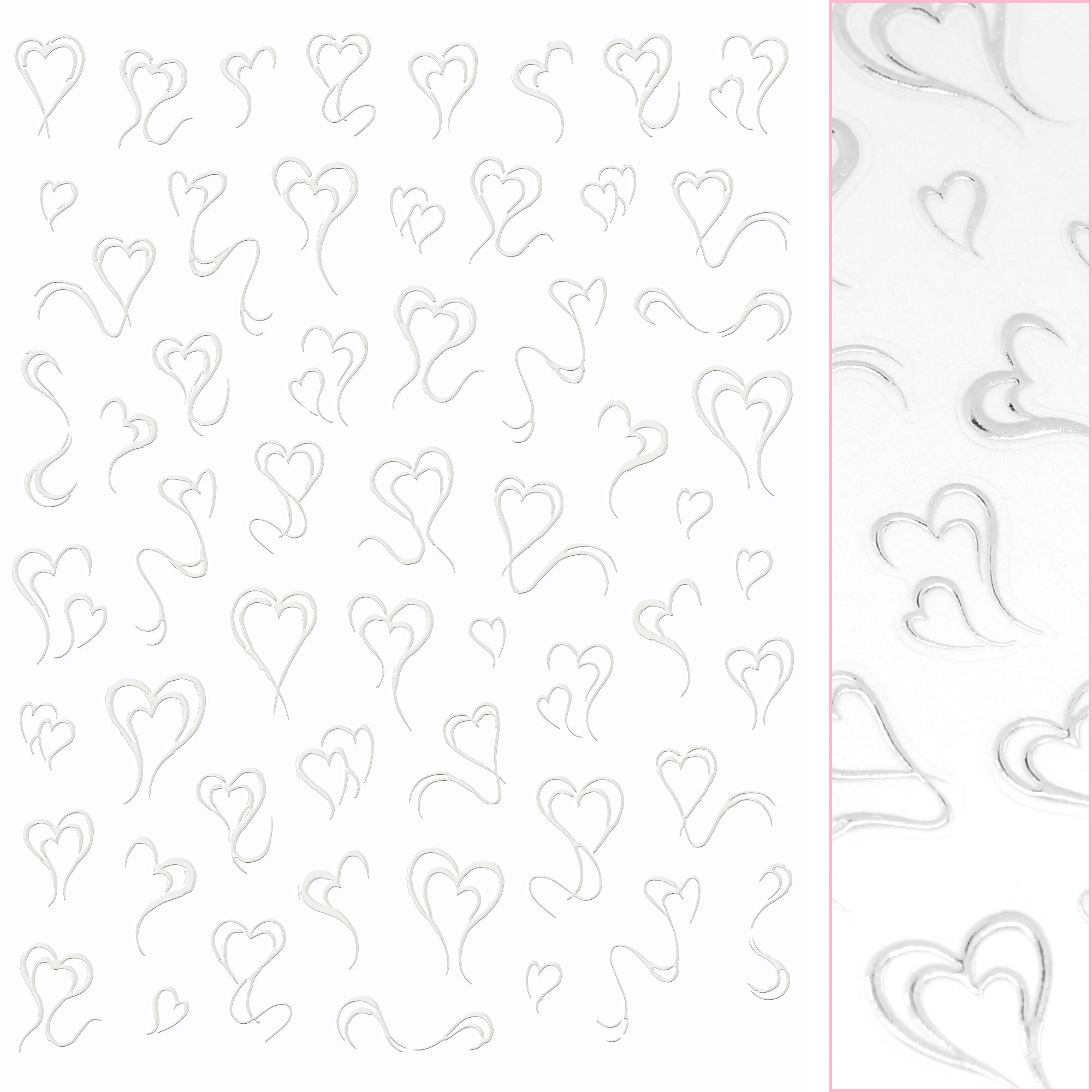 Valentine Nail Art Sticker / Abstract Hearts / Silver Valentine Nail Art Sticker / Abstract Hearts / Silver Cute Swirls Chrome