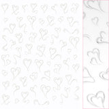 Valentine Nail Art Sticker / Abstract Hearts / Silver Cute Swirls Chrome